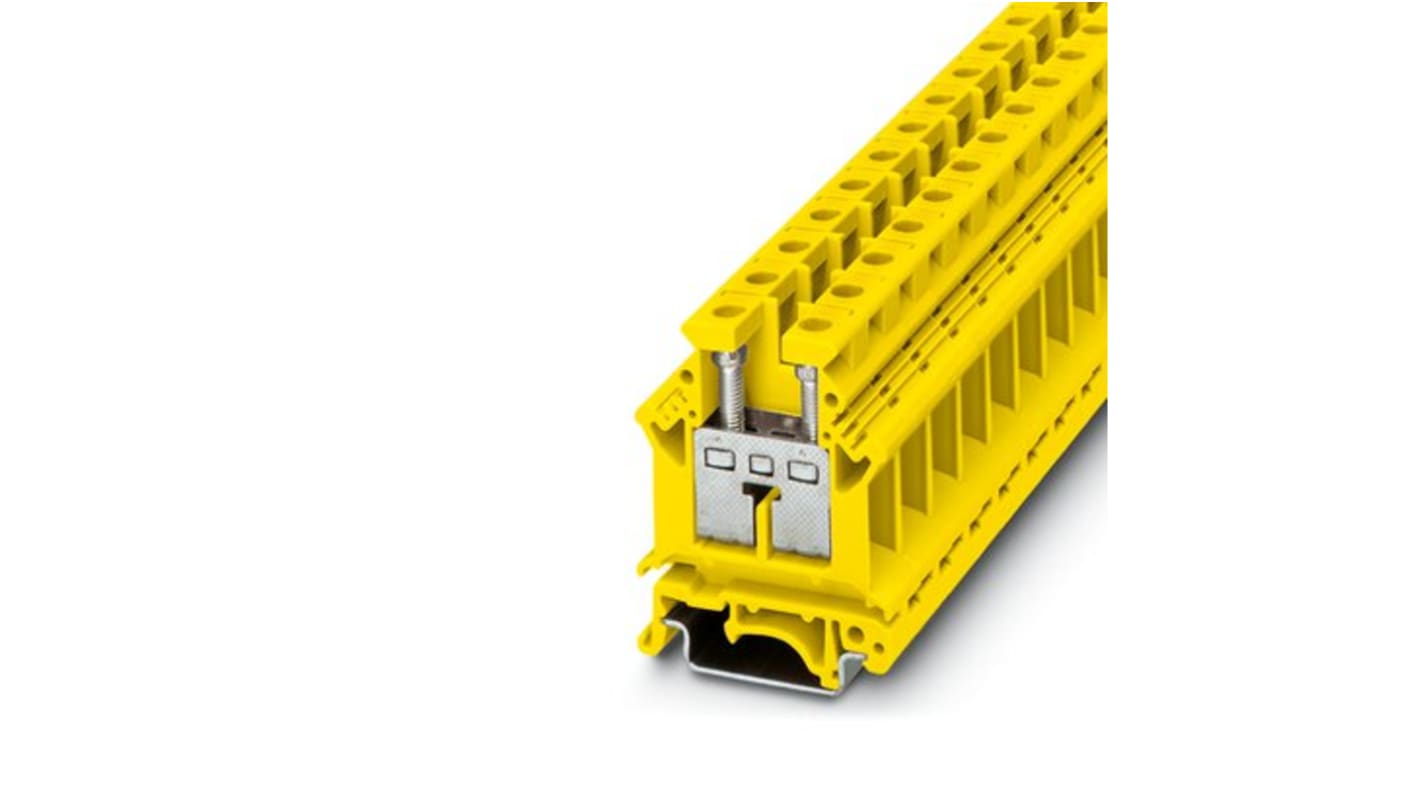 Phoenix Contact UK 16 N YE Series Yellow Feed Through Terminal Block, 16mm², 1-Level, Screw Termination