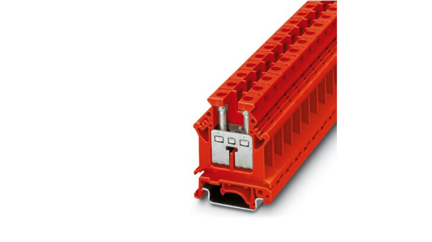 Phoenix Contact UK 16 N RD Series Red Feed Through Terminal Block, 16mm², 1-Level, Screw Termination