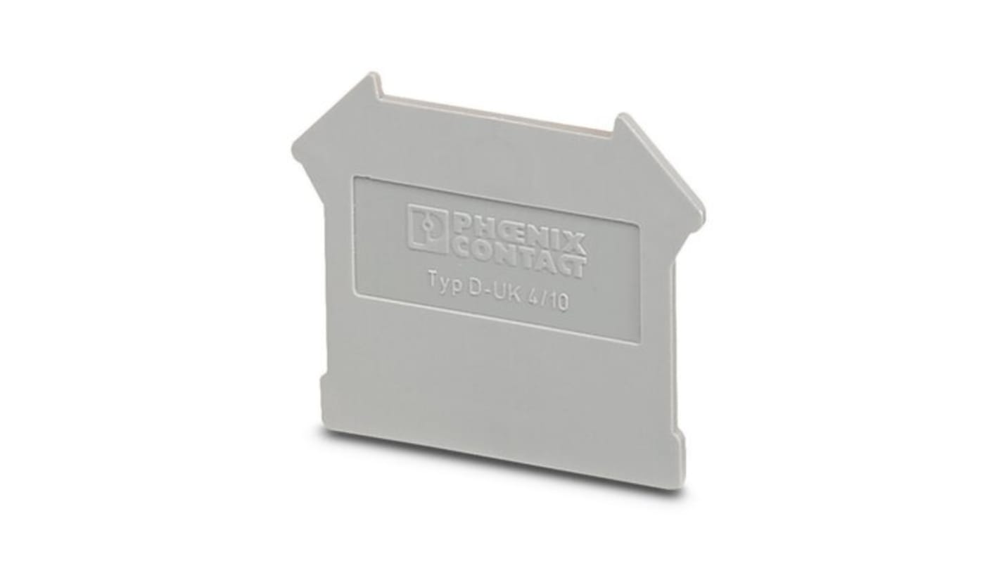 Phoenix Contact D-UK 4/10-NS 35 Series End Cover for Use with DIN Rail Terminal Blocks