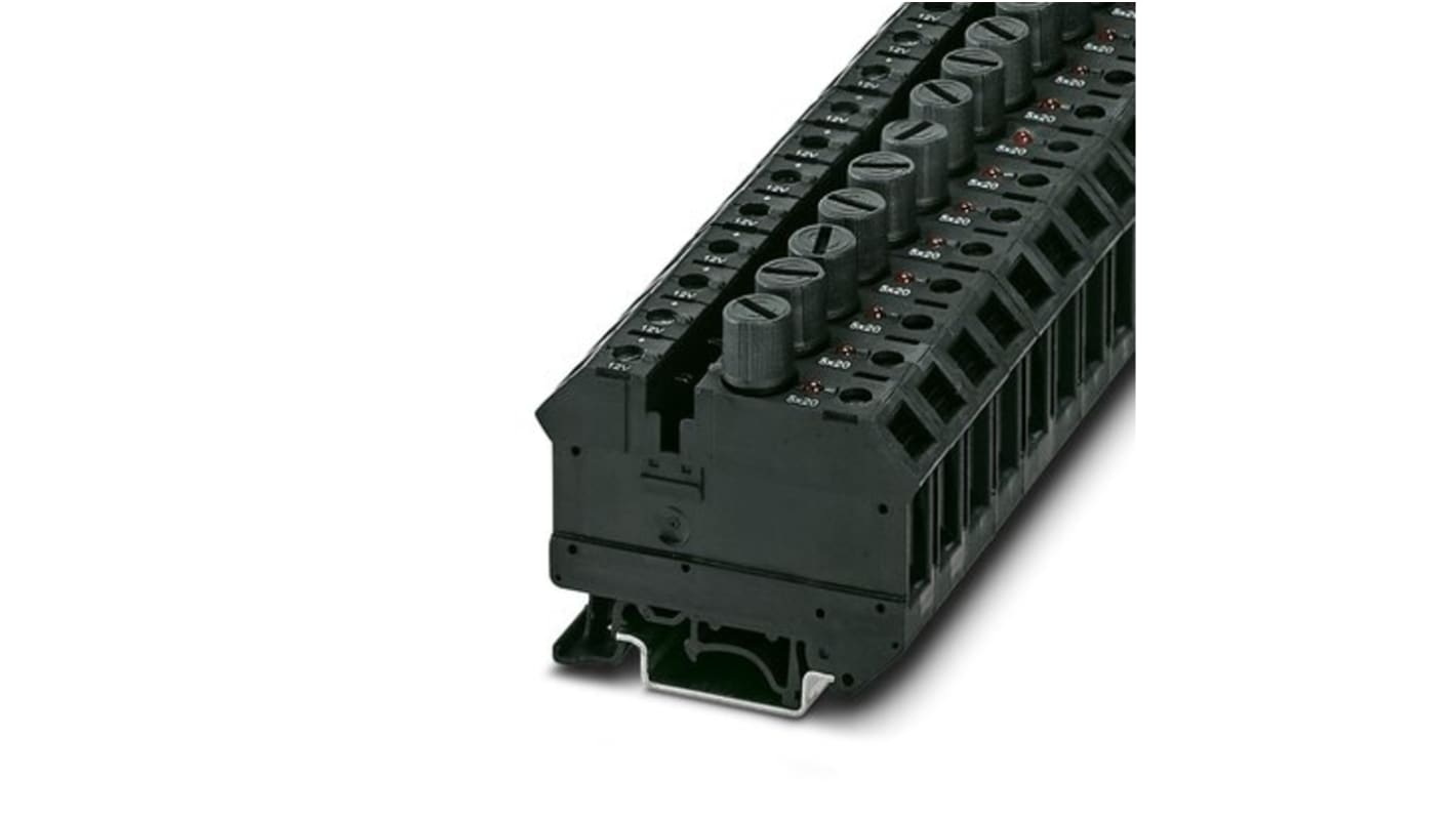 Phoenix Contact UK 10-DREHSILED 12(5X20) Series Black Modular Terminal Block, 16mm², 1-Level, Screw Termination