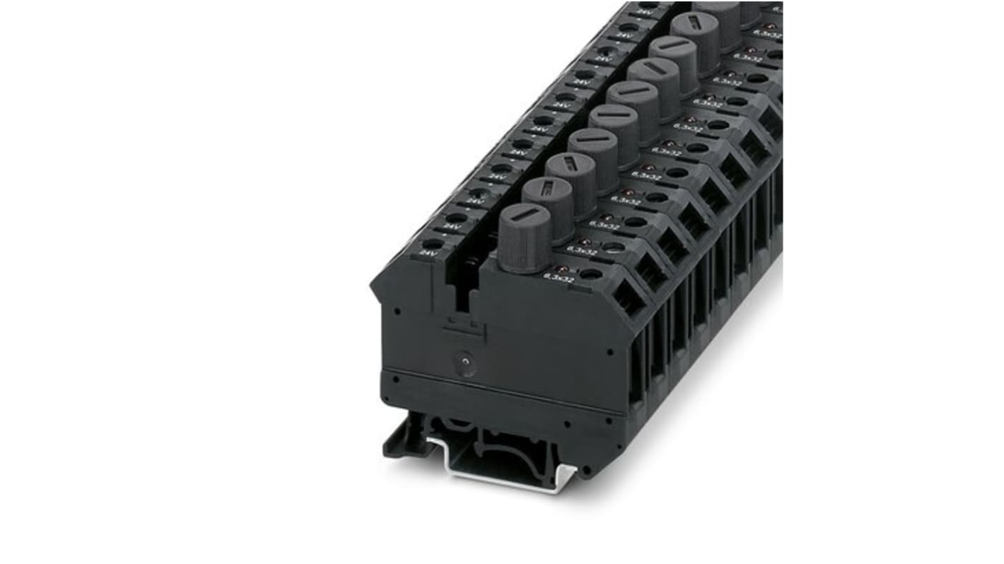 Phoenix Contact UK 10-DREHSILED 24(6.3X32) Series Black Modular Terminal Block, 10mm², 1-Level, Screw Termination