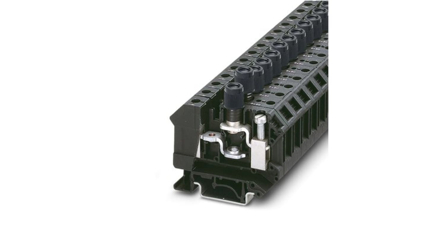 Phoenix Contact UK 10-DREHSI/K(5X25) Series Black Modular Terminal Block, 16mm², 1-Level, Screw Termination