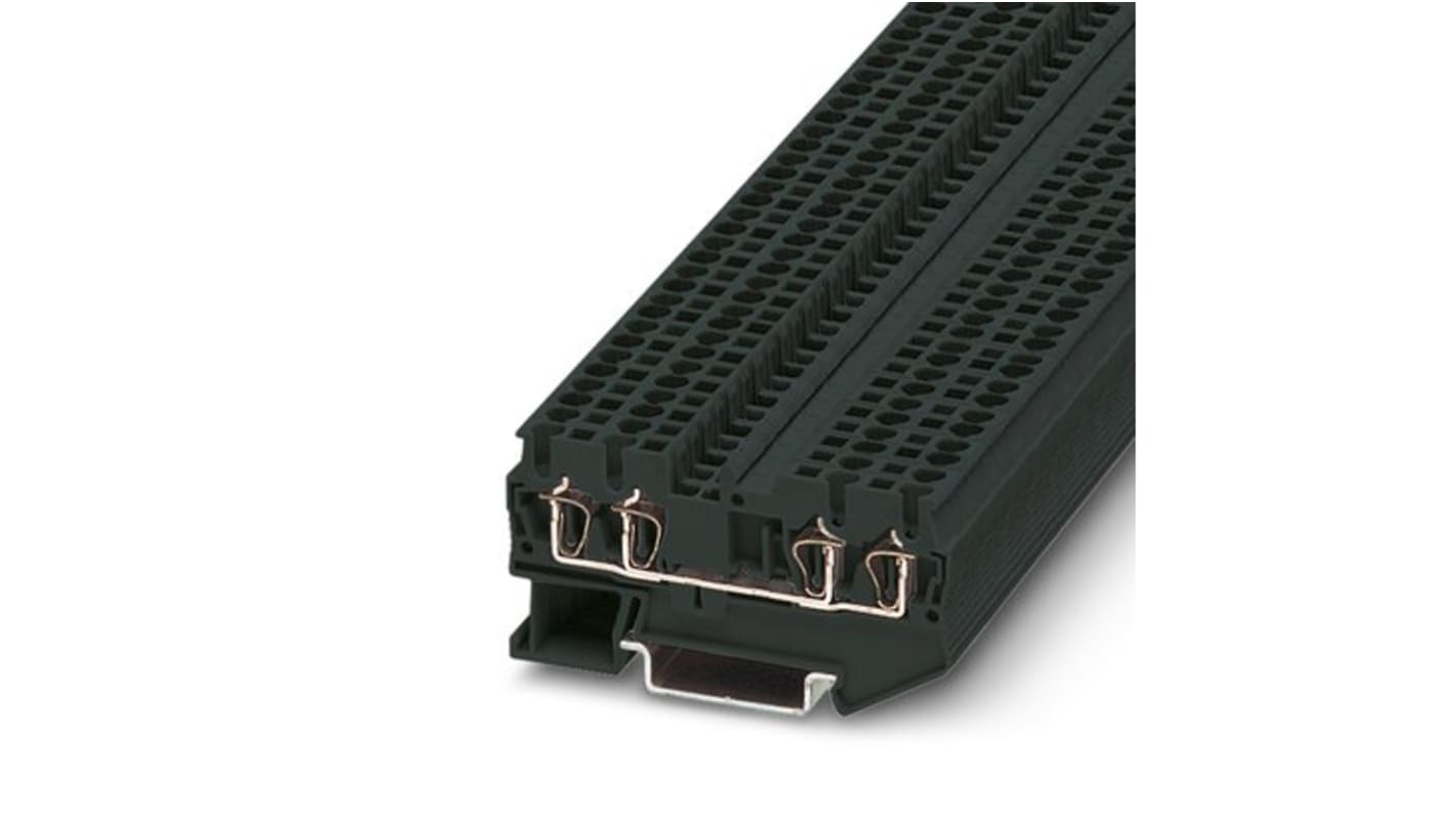 Phoenix Contact ST 2.5-QUATTRO-BE BK Series Black Component Terminal Block, 0.08mm², Single-Level, Spring Cage