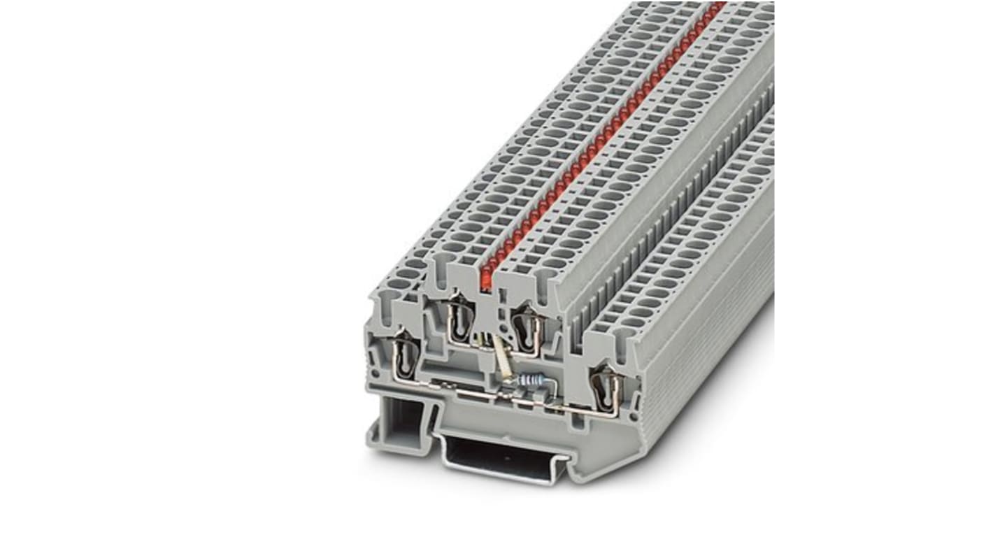 Phoenix Contact STTB 2.5-LA 24 RD Series Grey Component Terminal Block, 2.5mm², 2-Level, Spring Cage Termination