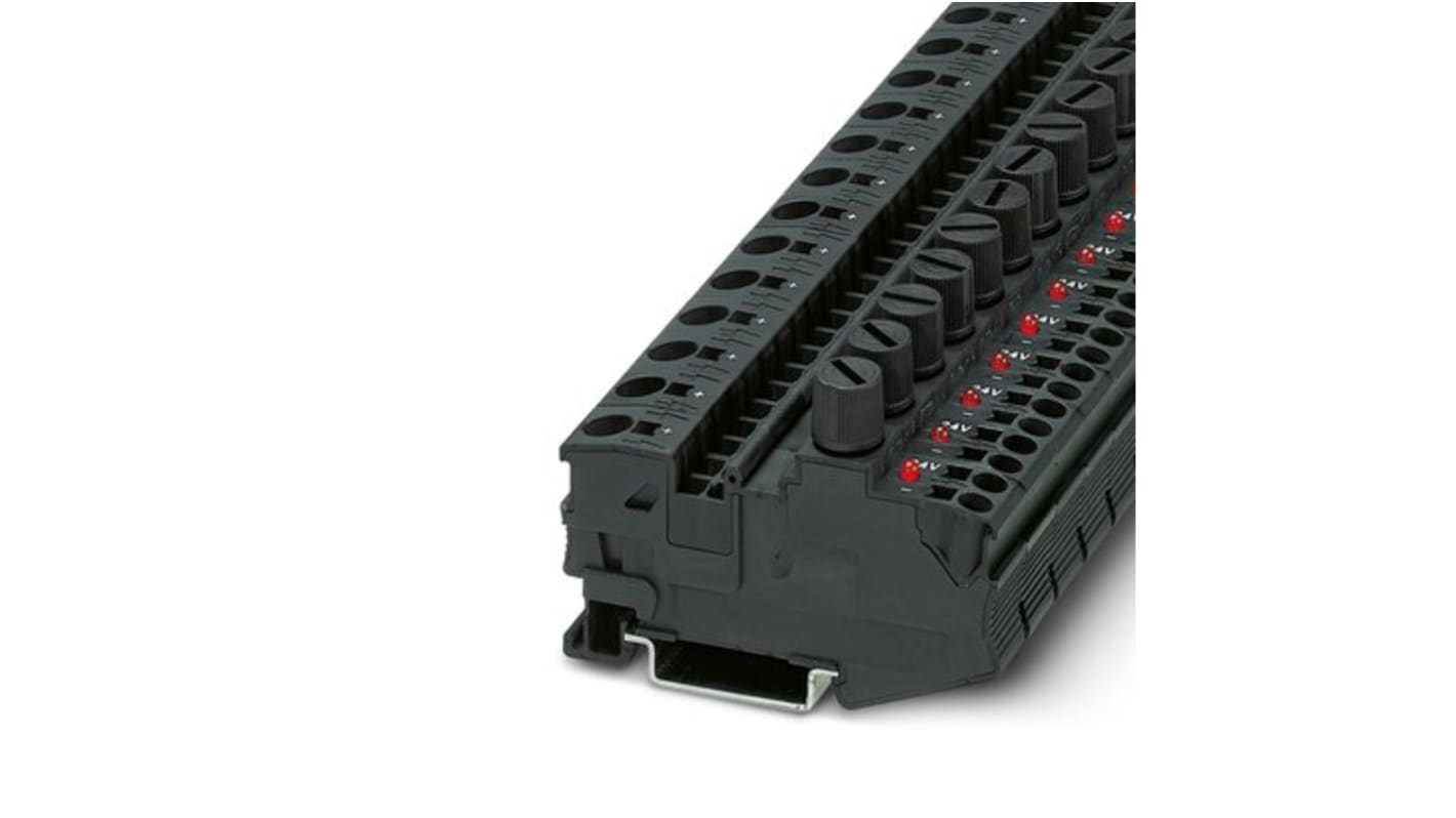 Phoenix Contact DT 6/2.5-DREHSILED24 (5X20) Series Black Modular Terminal Block, 2.5mm², 1-Level, Screw Termination