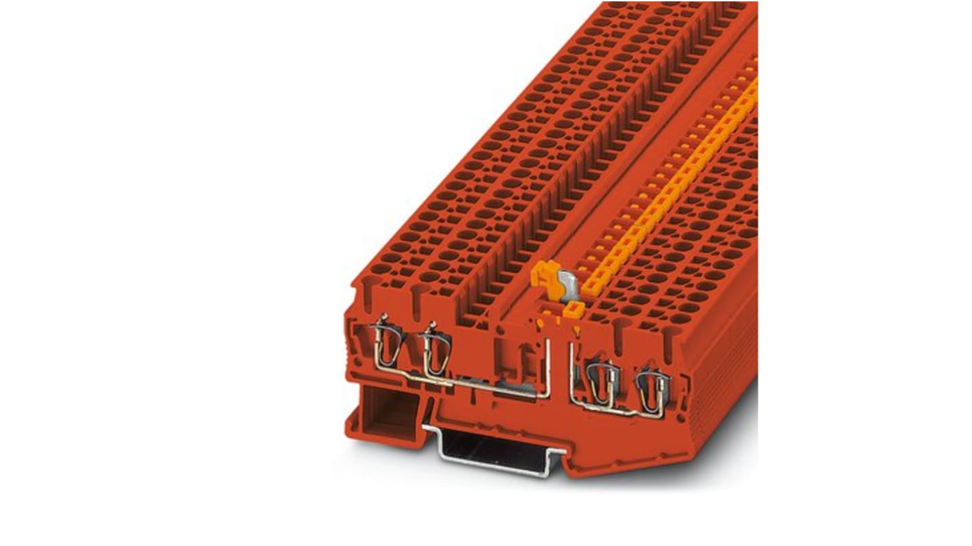 Phoenix Contact ST 2.5-QUATTRO-MT RD Series Red Knife Disconnect Terminal Block, 2.5mm², 1-Level, Spring Cage