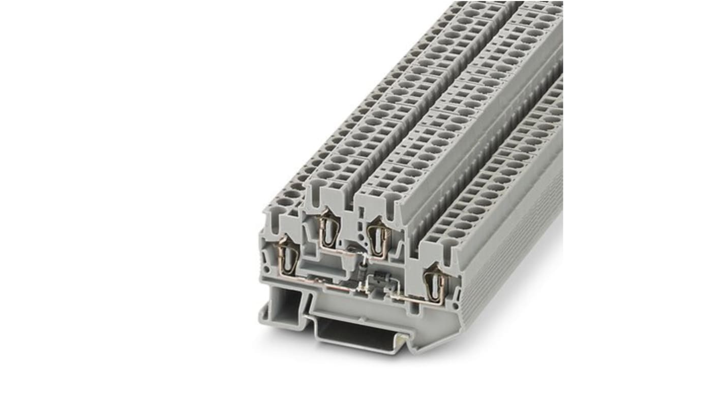 Phoenix Contact STTB 2.5-2DIO/UL-O/UL-UR Series Grey Component Terminal Block, 2.5mm², 2-Level, Spring Cage Termination