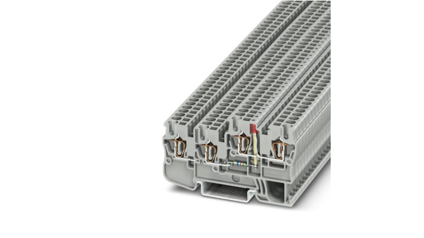 Phoenix Contact STIO 2.5/3-2B/L-LA24RD/O-M Series Grey Terminal Block, 2.5mm², Triple-Level, Spring Cage Termination