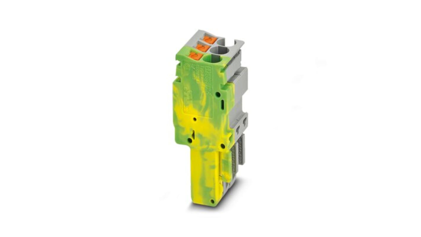 Phoenix Contact PP-H 2.5/ 3 (1GNYE/2GY) Series Terminal Plug for Use with Din Rail, 24A