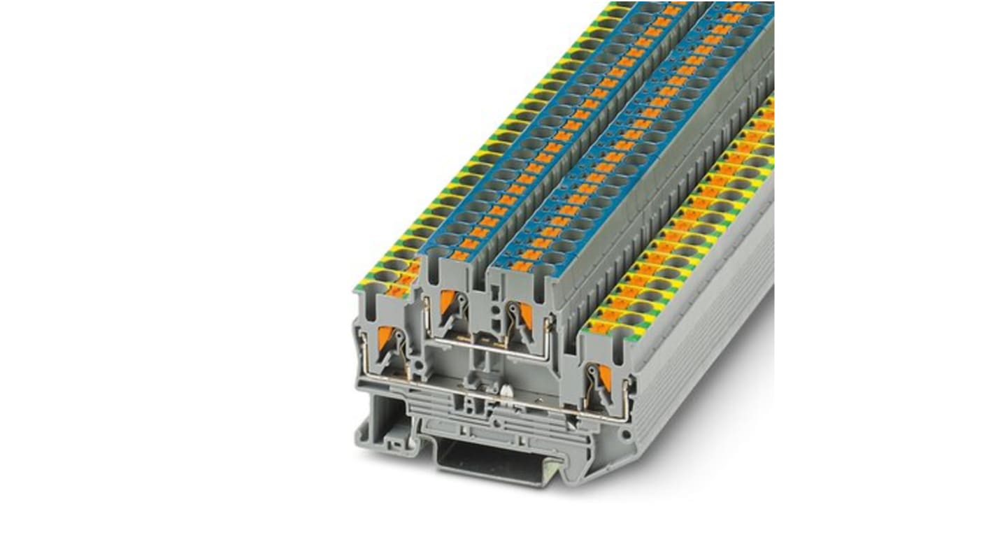 Phoenix Contact PTTB 2.5-PE/N Series Grey Double Level Terminal Block, 2.5mm², Double-Level, Push In Termination