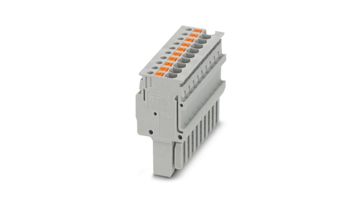 Phoenix Contact PP-H 1.5/S/10 Series Terminal Plug for Use with Din Rail, 17.5A