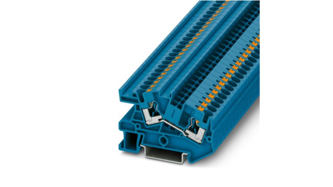 Phoenix Contact PTI 4 BU Series Blue Terminal Block, 4mm², 1-Level, Push In Termination