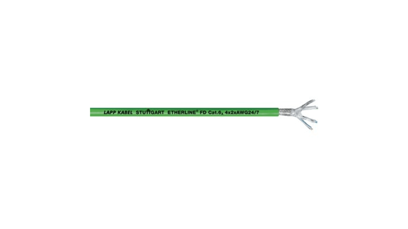 Lapp Cat6a Ethernet Cable, Tinned Copper Braid, Green, 100m