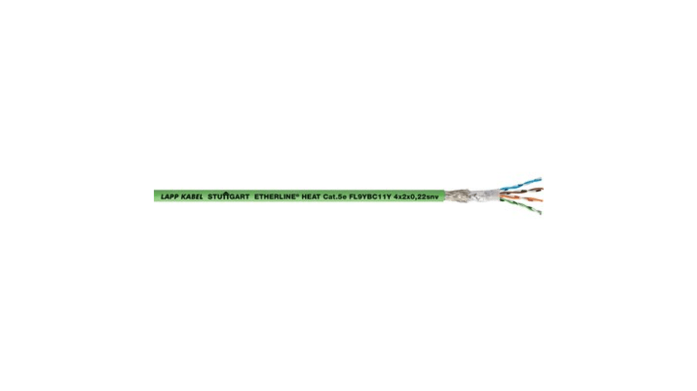 2170850 Lapp Cat5e Cable, Tinned Copper Braid, Green, 100m RS