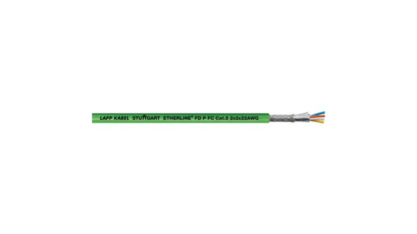 Lapp Cat5 Ethernet Cable, Tinned Copper Braid, Green, 100m