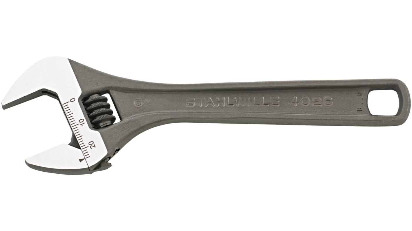 STAHLWILLE Adjustable Spanner, 259 mm Overall, 34mm Jaw Capacity, Straight Handle