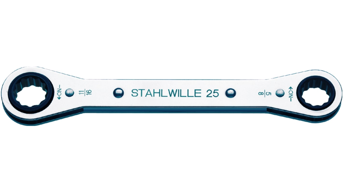 STAHLWILLE 25aN Series Ratchet Ring Spanner, 8 x 11mm, Imperial, Height Safe, 109 mm Overall, No