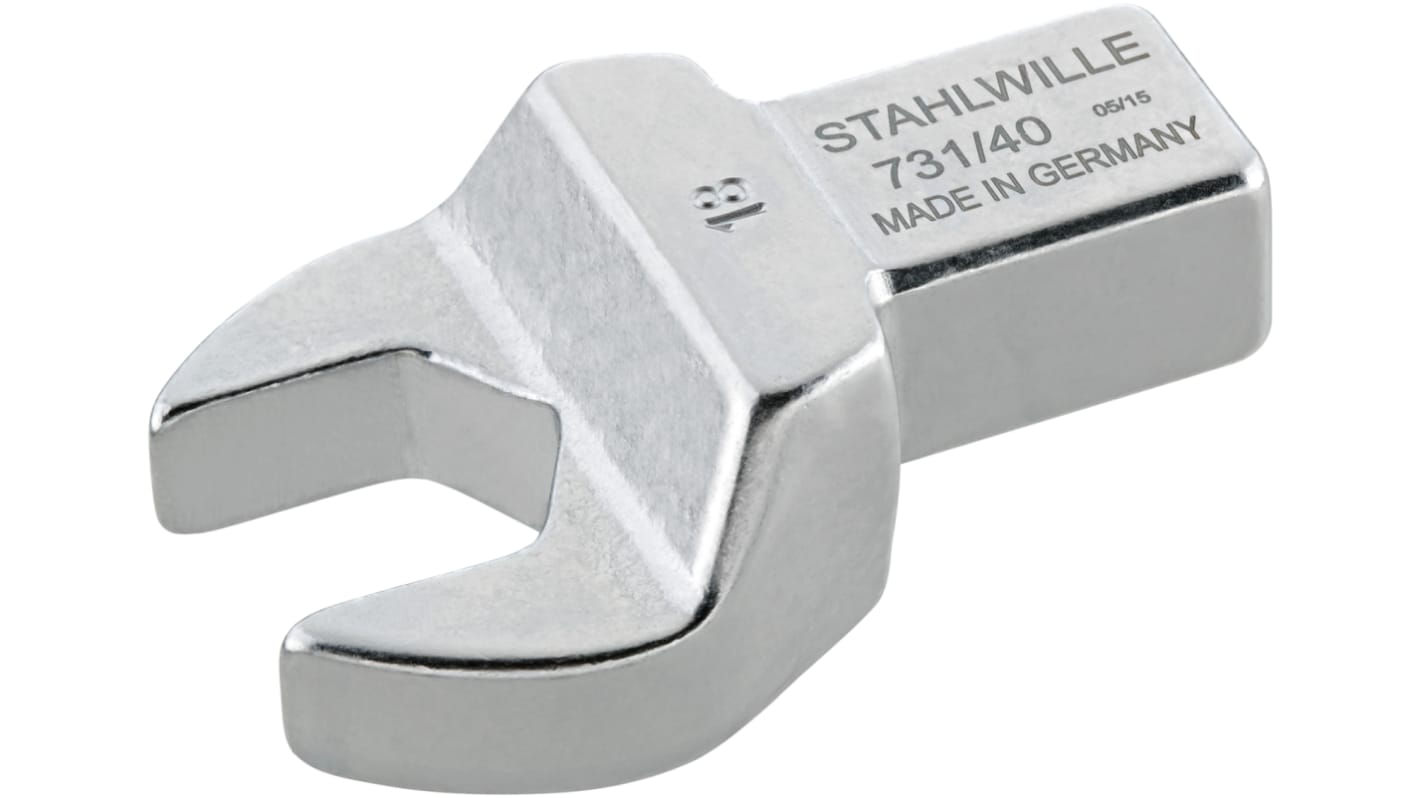 STAHLWILLE 731/40 Series Open Ended Insert Insertion Wrench, 14 mm, 14 x 18mm Insert, Chrome Plated Finish