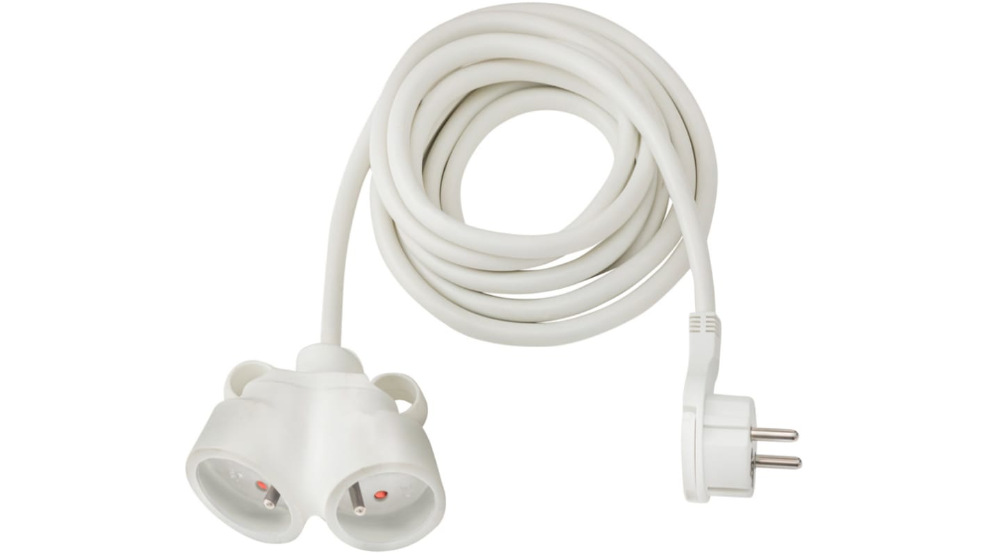 Regleta de enchufes brennenstuhl, long. cable 2m, , 2 tomas Tipo E - francés, 230 V Blanco, IP20