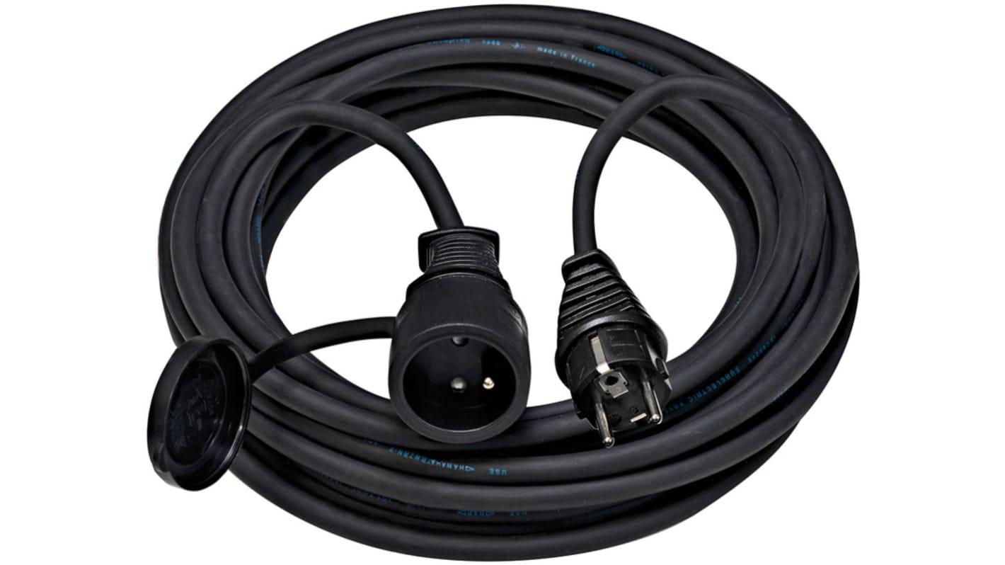 Regleta de enchufes brennenstuhl, long. cable 25m, , 1 toma Tipo E - francés, 230 V Negro, IP44