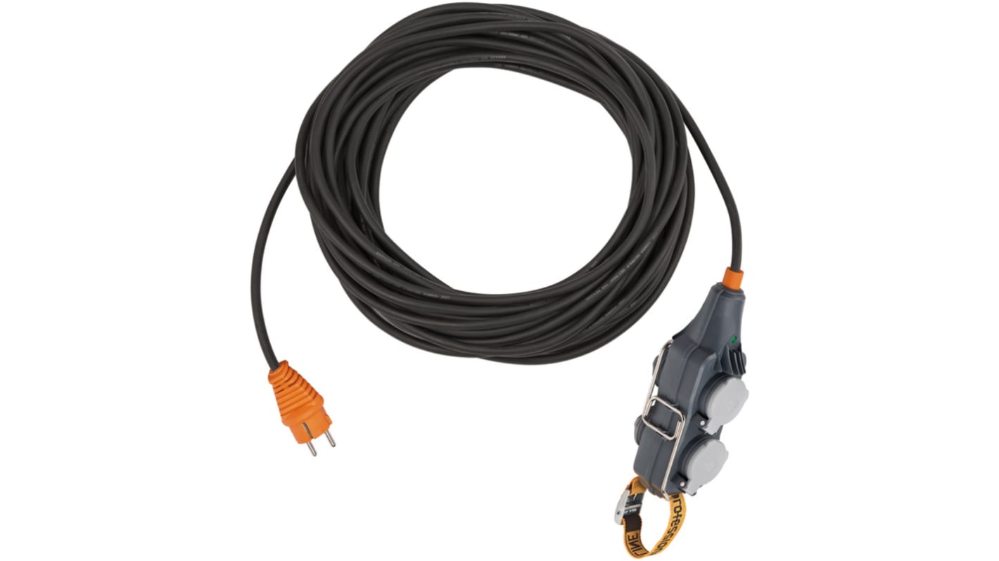 Regleta de enchufes brennenstuhl Powerblock, long. cable 10m, , 4 tomas Tipo E - francés, 230 V, 16A Negro, IP54