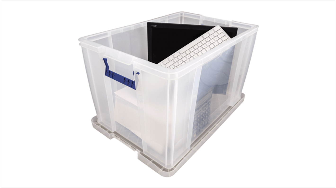 Caja de almacenamiento Fellowes de Polipropileno Transparente, de 85L, 39cm x 66cm x 45cm Uso Ligero