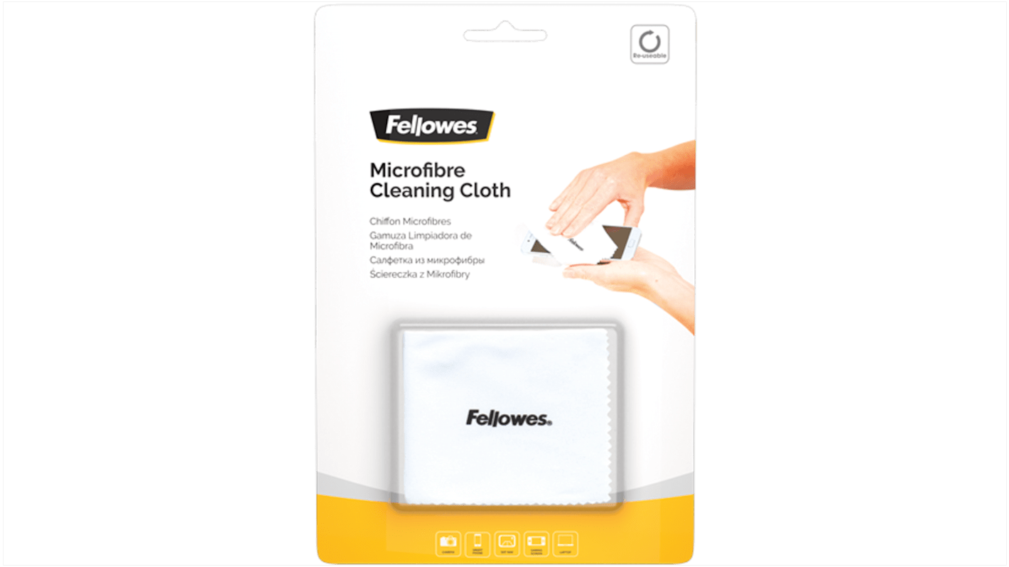 Fellowes Microfibre Cleaning Cloth White Microfibre Cloths for CDs, Computer Screens, Keyboards, PC Cases, Dry Use,