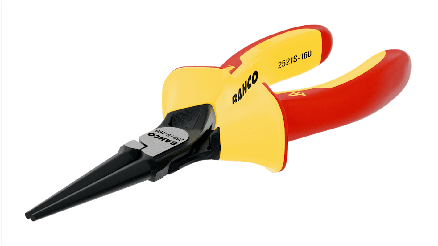 Bahco 2521S160 Round Nose Pliers, 160 mm Overall, Straight Tip, VDE