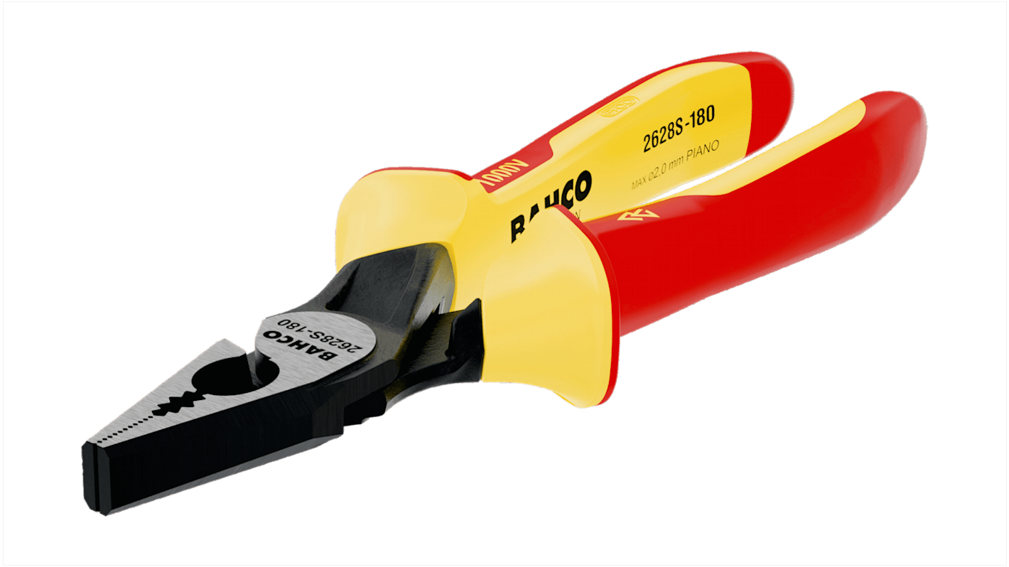 Bahco 2628S-160 Combination Plier, 160 mm Overall, Straight Tip, VDE/1000V, 32mm Jaw