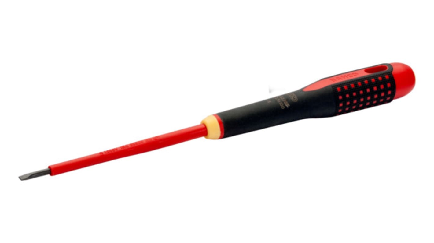 Bahco Slotted Insulated Screwdriver, 0.5 → 1.2 mm Tip, VDE/1000V