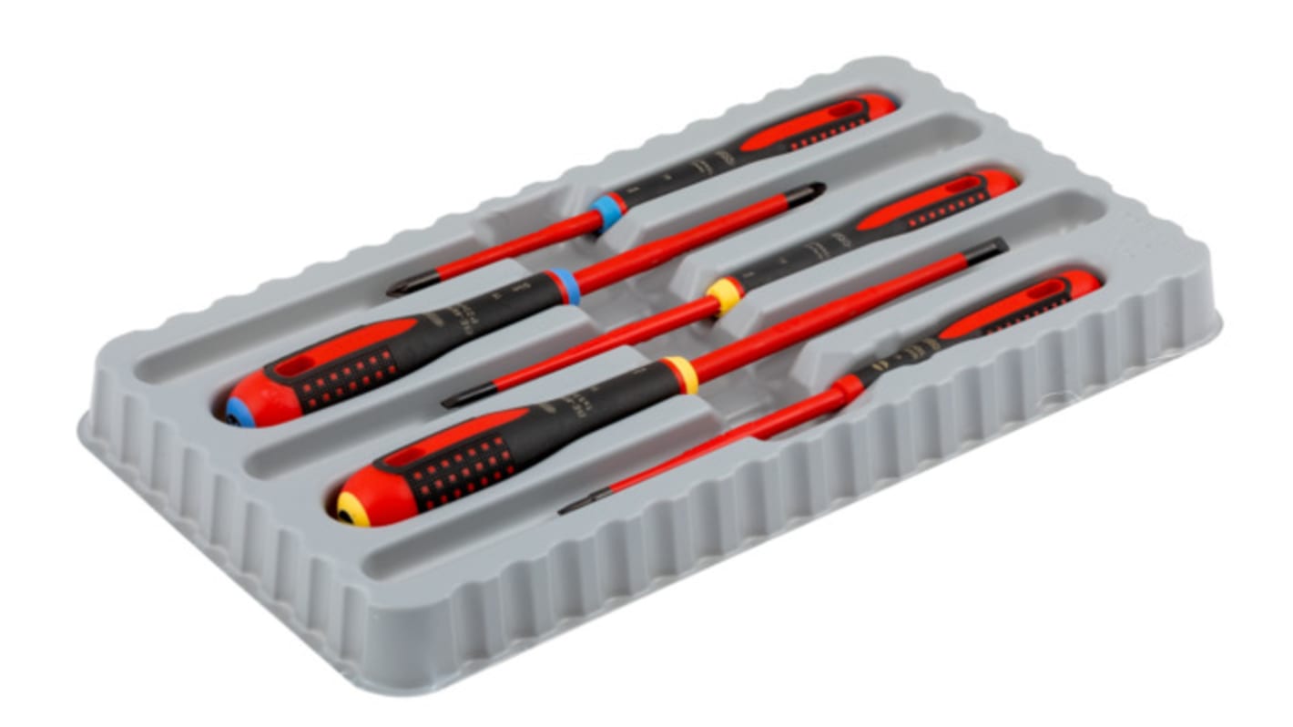 Bahco Pozidriv; Slotted Insulated Screwdriver Set, 5-Piece