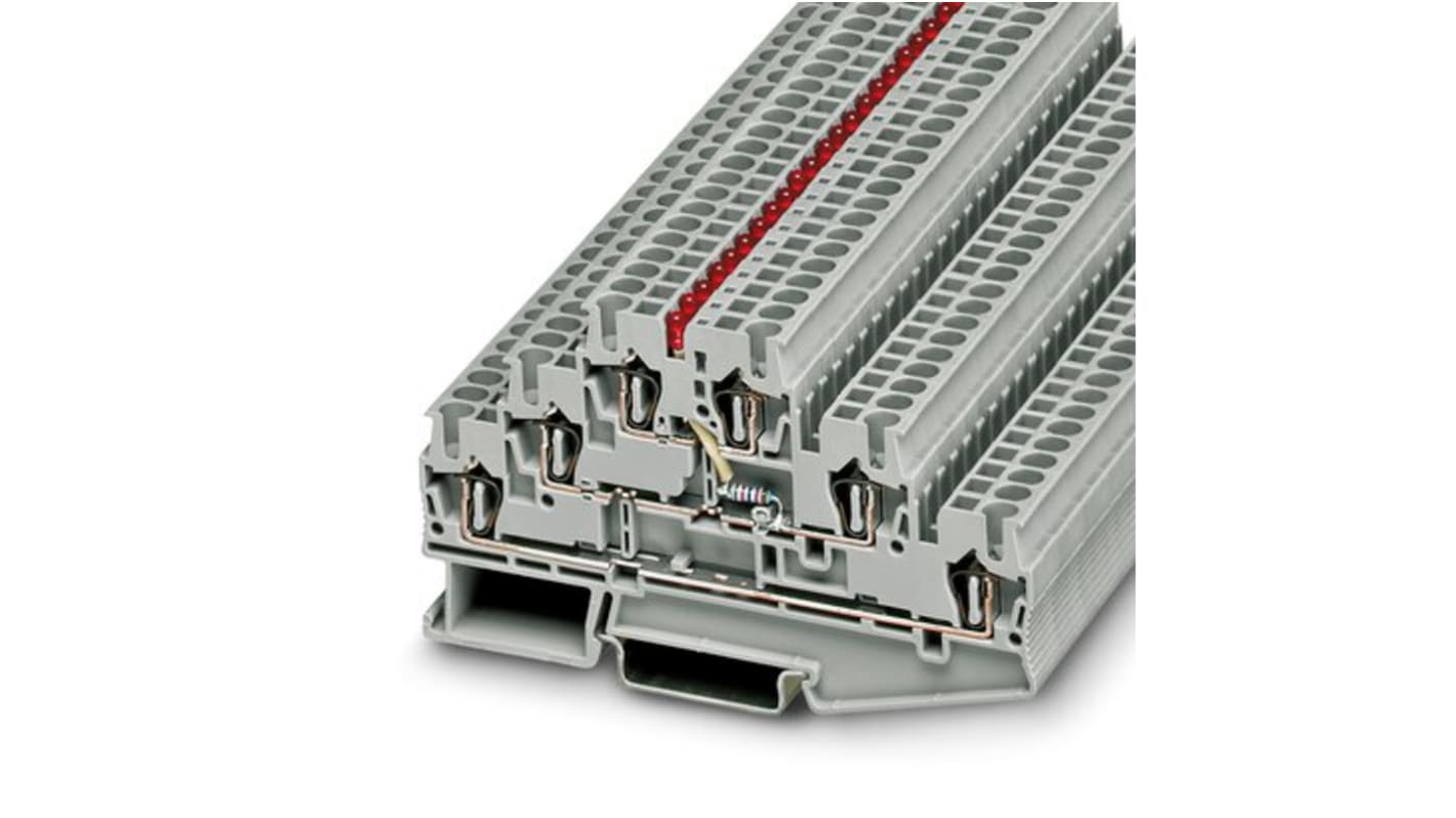 Phoenix Contact ST 2.5-3L-LA 24RD/O-M Series Grey Multi Level Terminal Block, 2.5mm², 3-Level, Spring Cage Termination