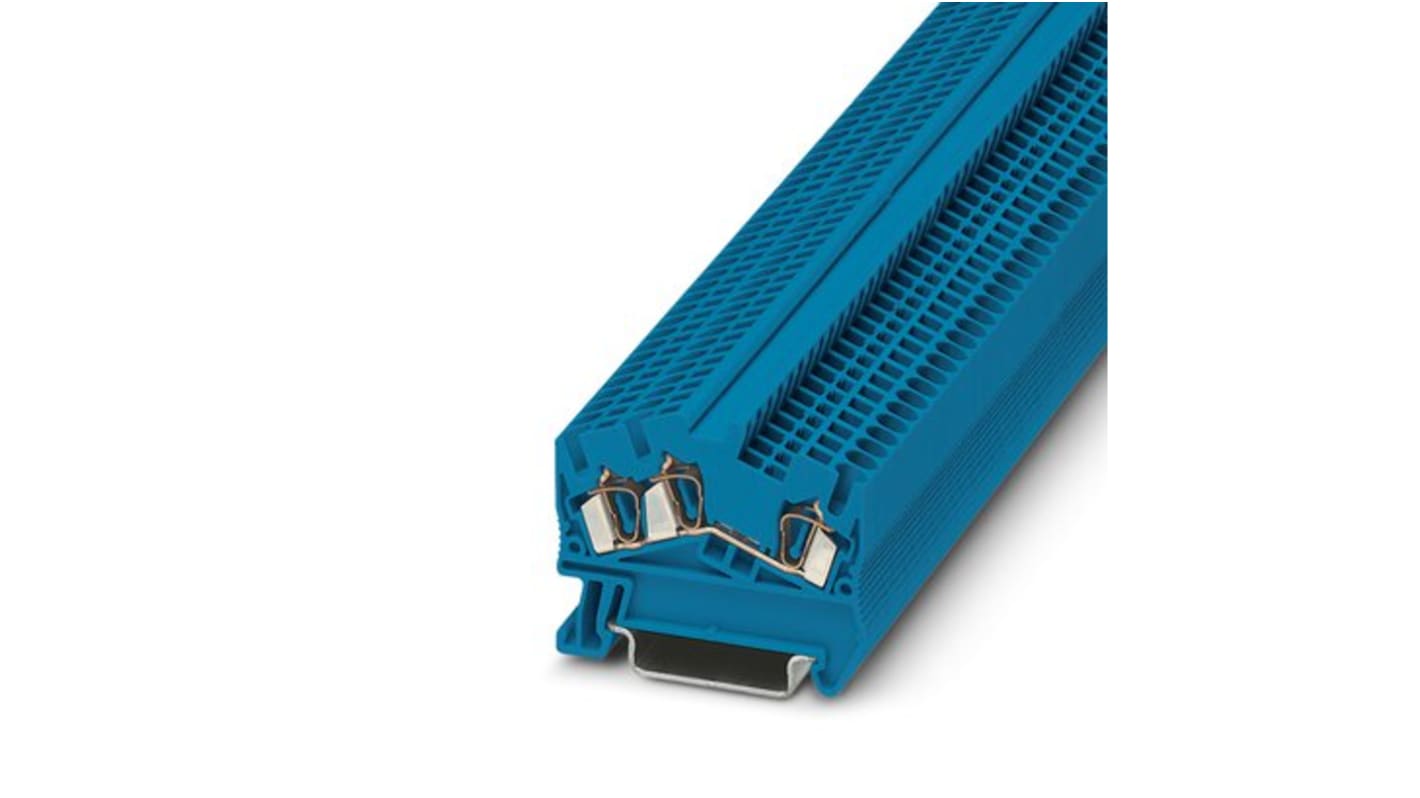 Phoenix Contact STS 2.5-TWIN BU Series Blue Feed Through Terminal Block, 2.5mm², 1-Level, Spring Cage Termination