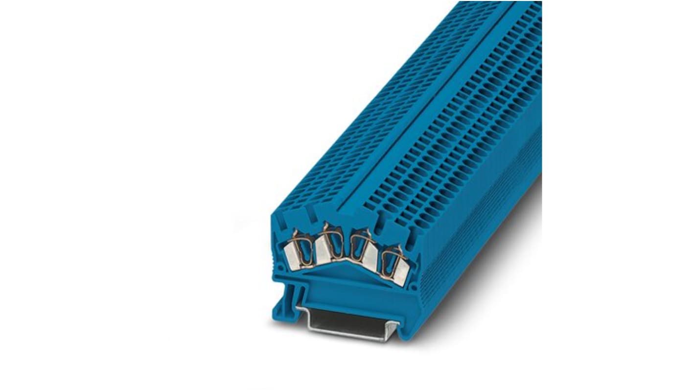 Phoenix Contact STS 2.5-QUATTRO BU Series Blue Feed Through Terminal Block, 2.5mm², 1-Level, Spring Cage Termination