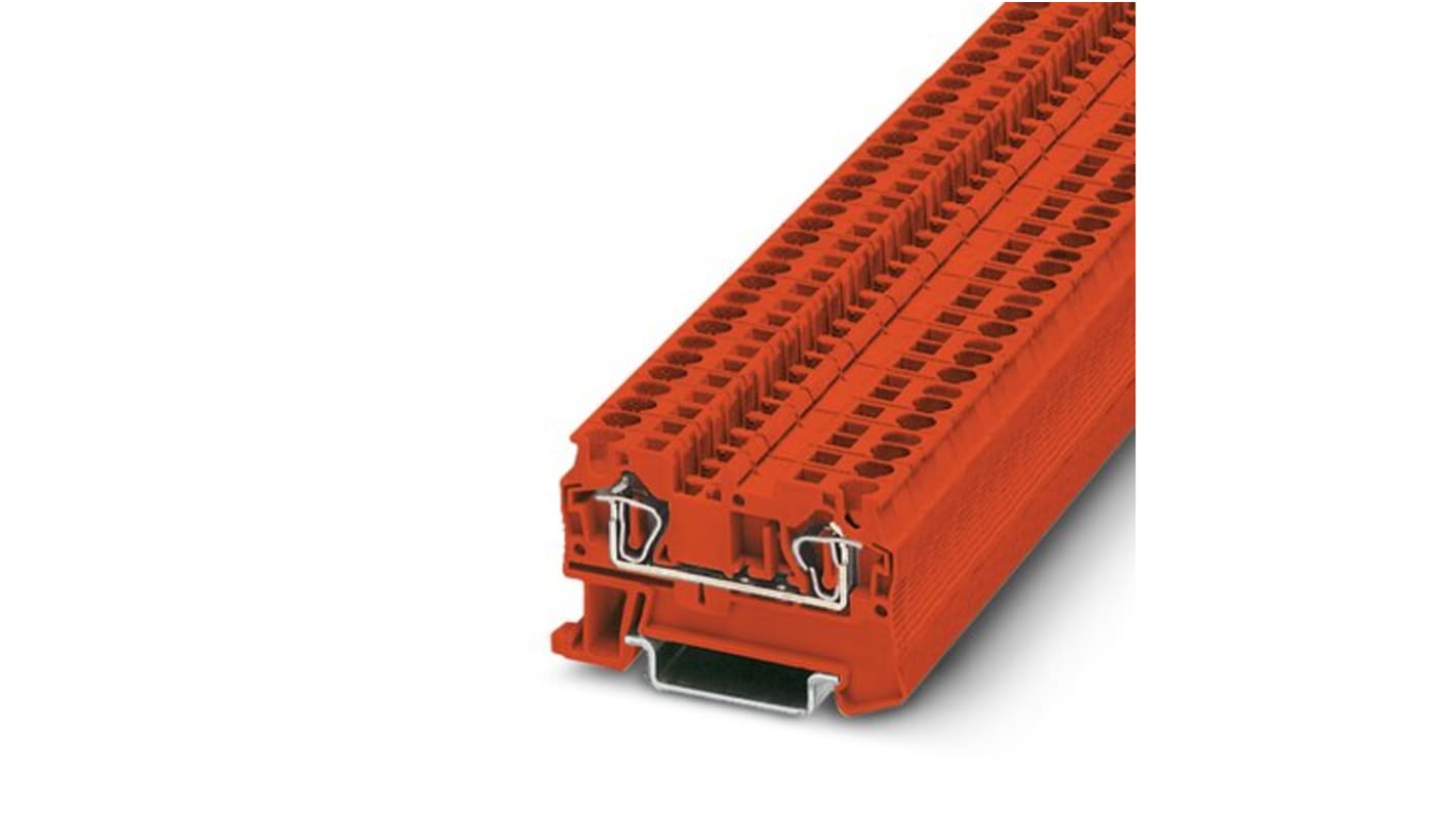 Phoenix Contact ST 4 RD Series Red Feed Through Terminal Block, 4mm², 1-Level, Spring Cage Termination