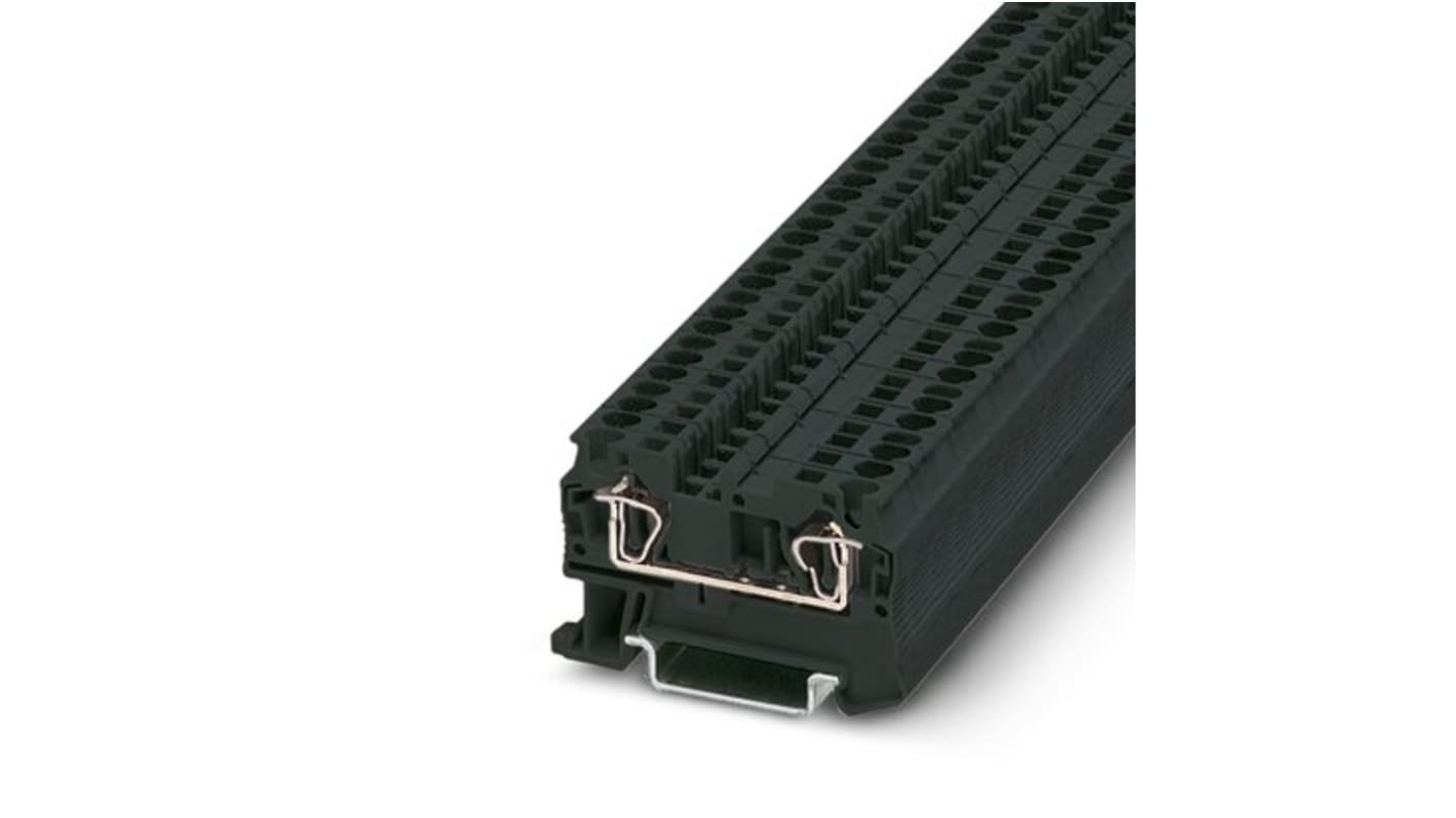 Phoenix Contact ST 4 BK Series Black Feed Through Terminal Block, 4mm², 1-Level, Spring Cage Termination