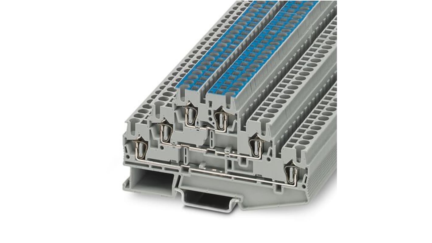 Phoenix Contact ST 2.5-L/L/N Series Grey Feed Through Terminal Block, 2.5mm², 3-Level, Spring Cage Termination