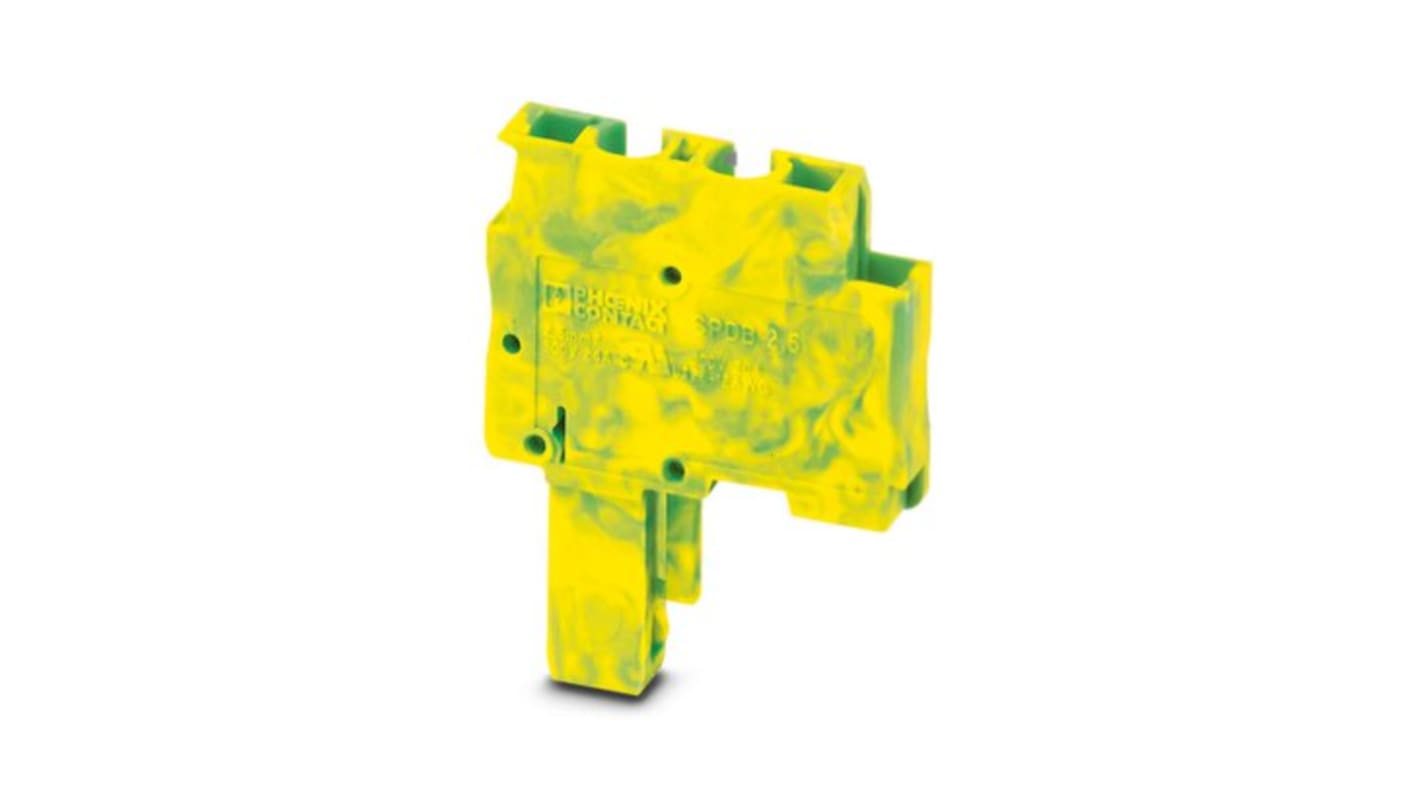 Phoenix Contact SPDB 2.5/ 1 GNYE Series Terminal Plug for Use with Din Rail, 24A