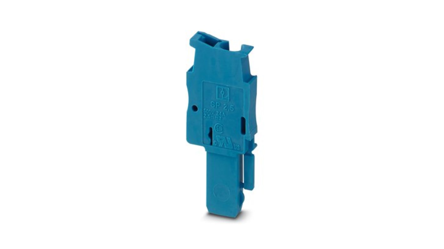 Phoenix Contact SP 2.5/ 1-L BU Series Terminal Plug for Use with Din Rail, 24A