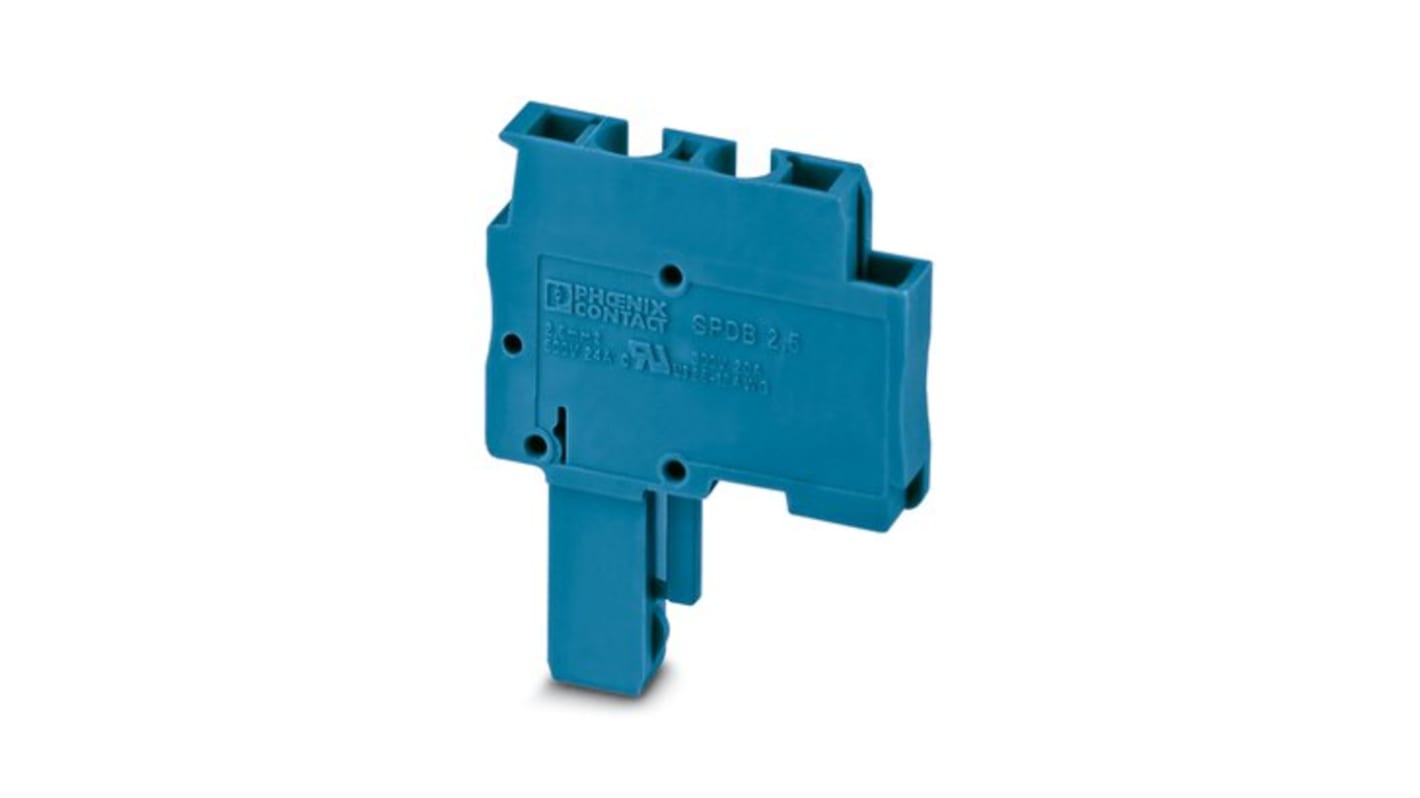 Phoenix Contact SPDB 2.5/ 1-L BU Series Terminal Plug for Use with Din Rail, 24A