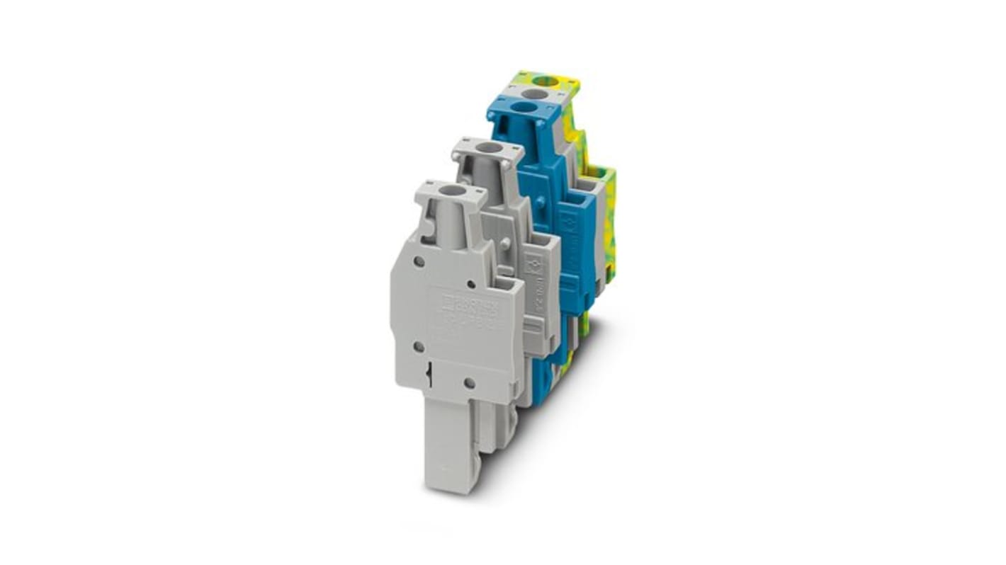 Phoenix Contact UPBV 2.5/ 1-L GNYE Series Terminal Plug for Use with Din Rail, 24A
