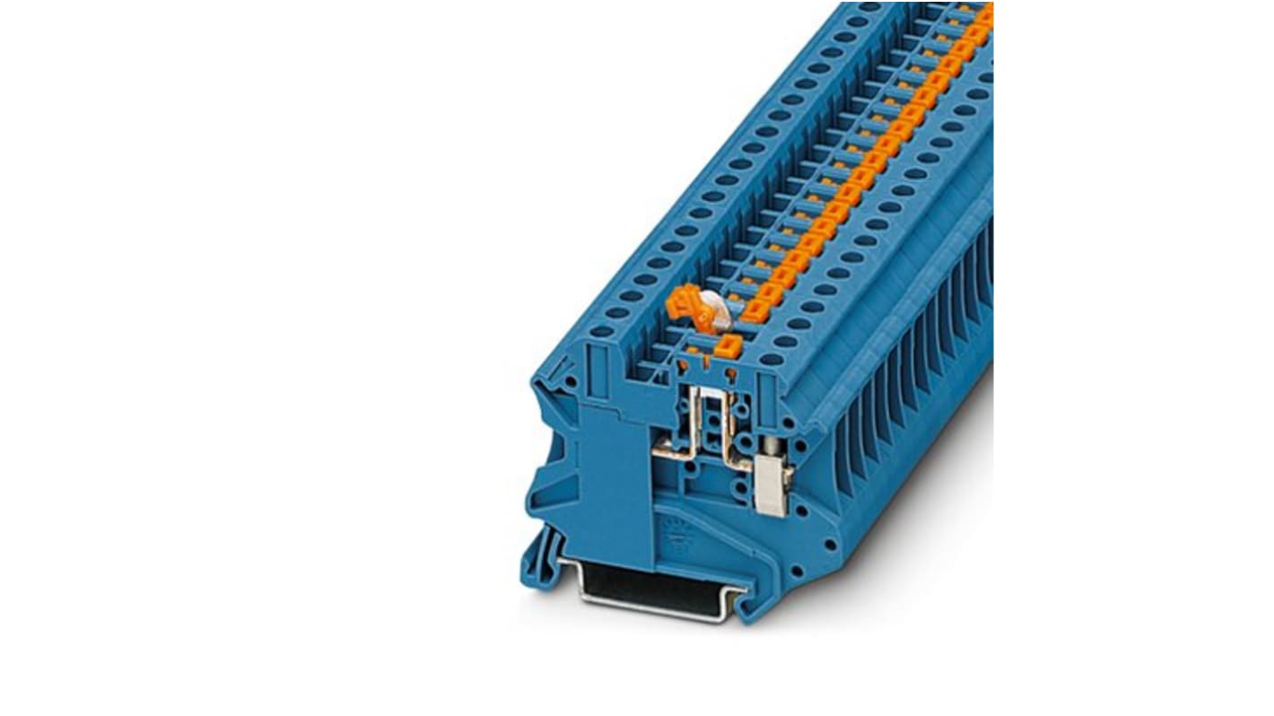 Phoenix Contact UT 4-MT BU Series Blue Knife Disconnect Terminal Block, 4mm², 1-Level, Screw Termination