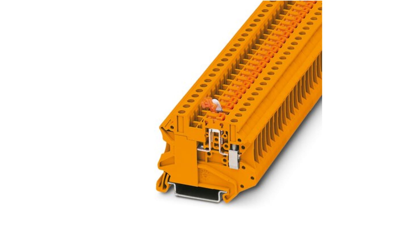 Phoenix Contact UT 4-MT-P/P OG Series Orange Knife Disconnect Terminal Block, 2.5mm², 1-Level, Screw Termination