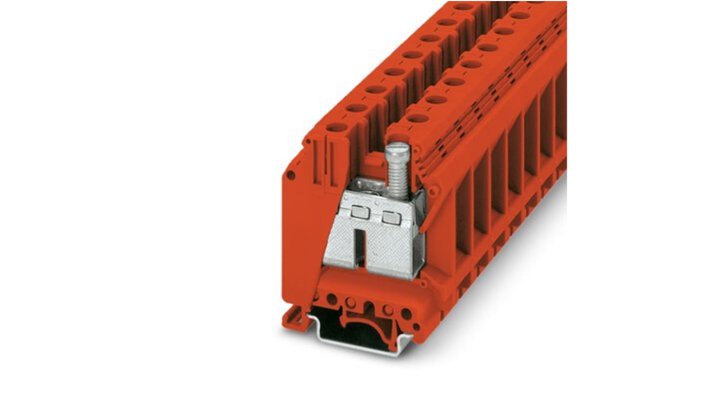 Phoenix Contact UK 35 RD Series Red Feed Through Terminal Block, 35mm², 1-Level, Screw Termination