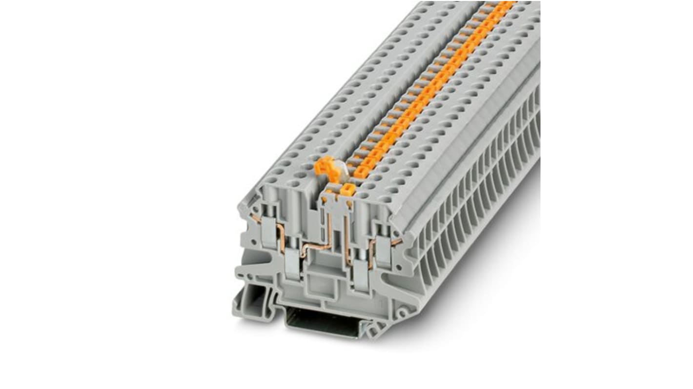 Phoenix Contact UT 4-QUATTRO-MTP/P RD Series Red Knife Disconnect Terminal Block, 4mm², 1-Level, Screw Termination