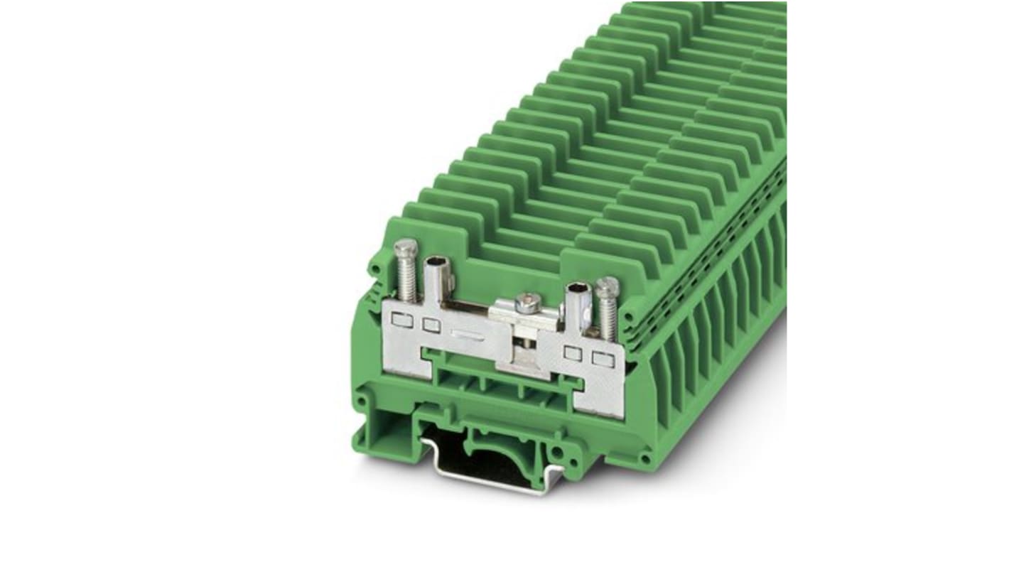 Phoenix Contact URTK/S GN Series Green Test Disconnect Terminal Block, 6mm², 1-Level, Screw Termination