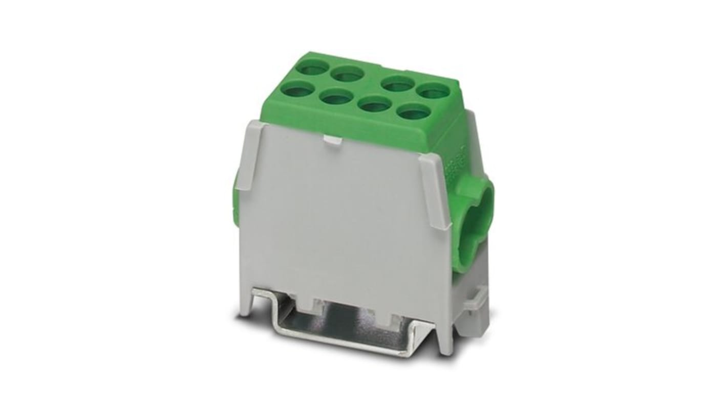 Phoenix Contact UDB 2X25/16 GN Series Green Terminal Block, 25mm², 1-Level, Screw Termination