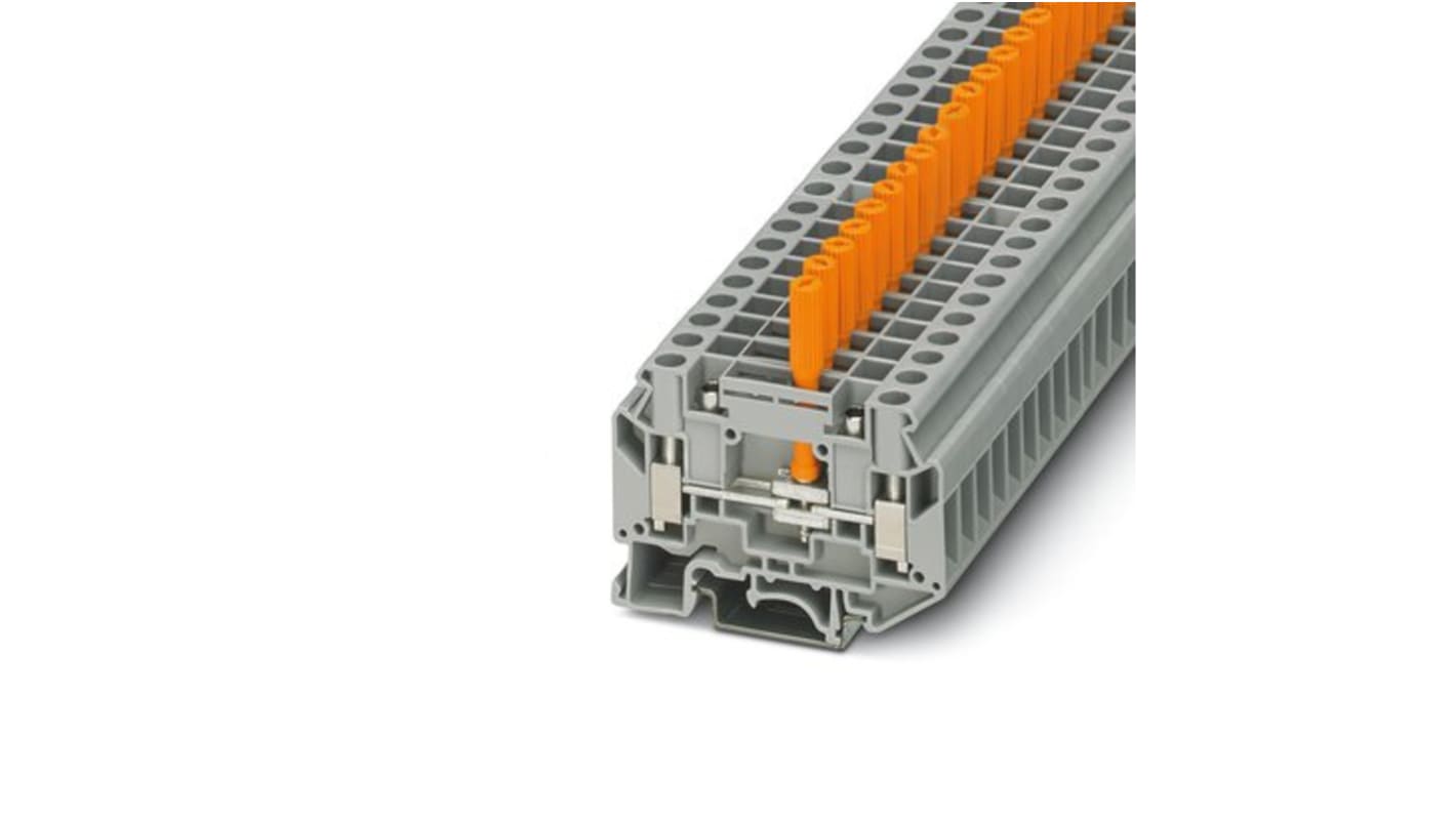 Phoenix Contact UK 6-TK-P Series Grey Disconnect Terminal Block, 6mm², 1-Level, Screw Termination