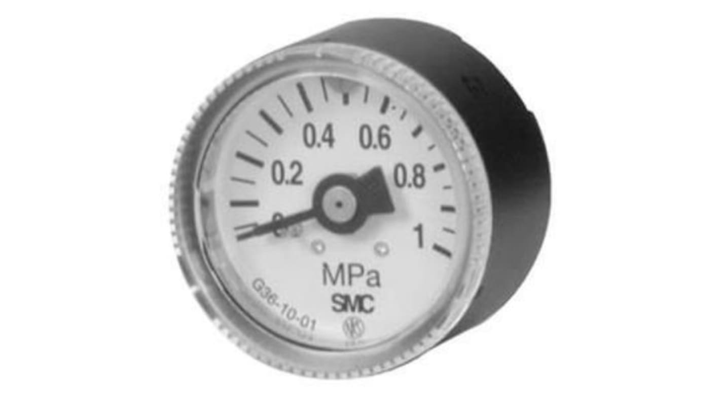 Manómetro SMC, 0MPa → 7bar, conexión R 1/8, Ø ext. 37.5mm
