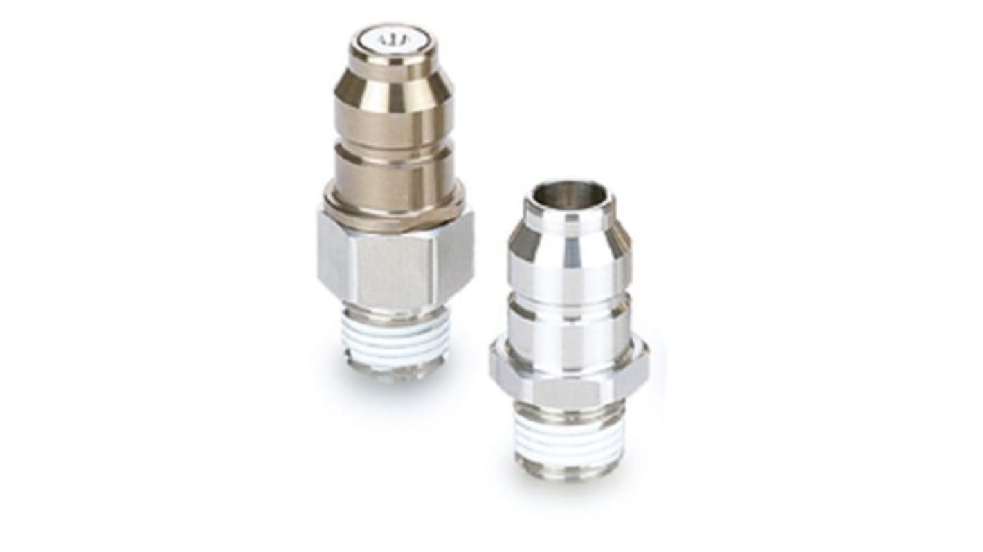 SMC Fluororubber, Stainless Steel Male Pneumatic Quick Connect Coupling, Rc 1/4 R 1/4in Male Thread